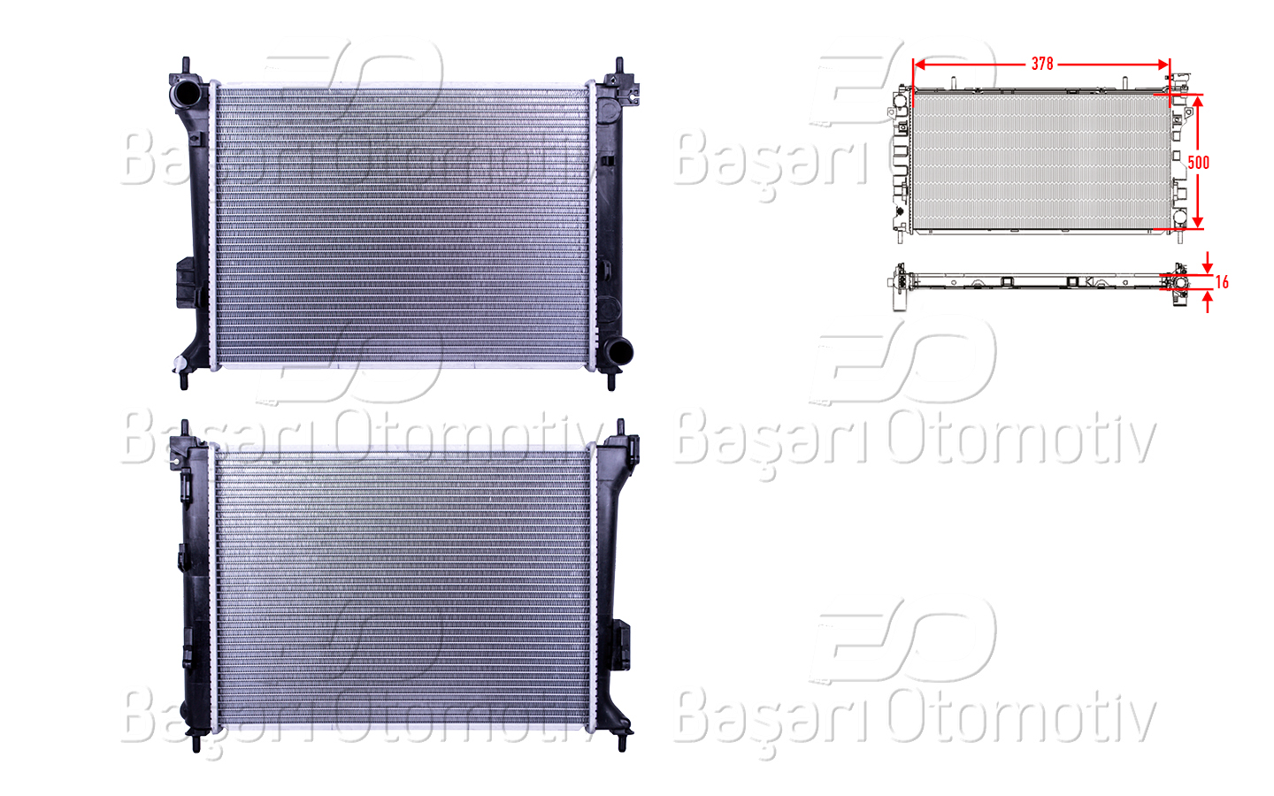 Opel Su Radyatörü Brazing Mt 378X500x16 mm Hyundai i20 1.4. 1.6 08 > - WISCO 3113581-00